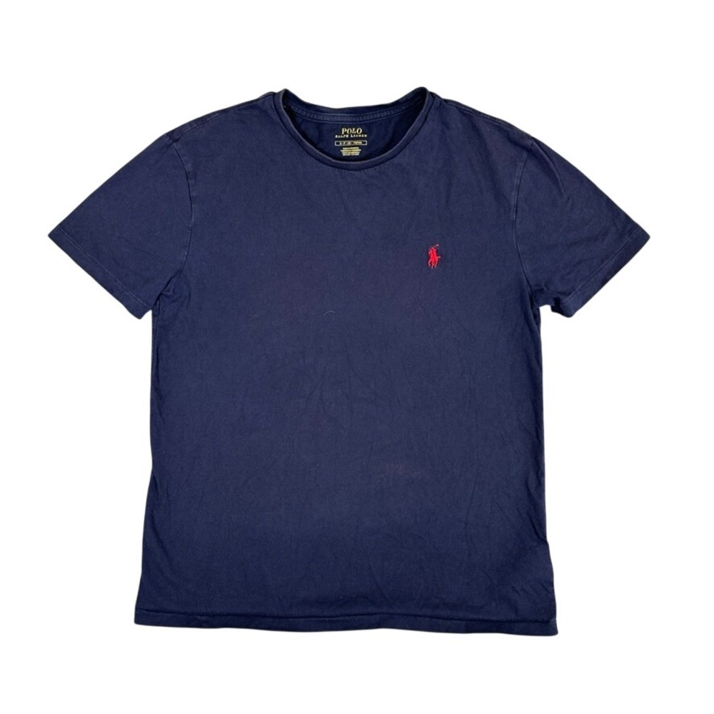Polo Ralph Lauren Mens Navy Blue Red Pony Logo Cotton Crew Neck T-Shirt Size S